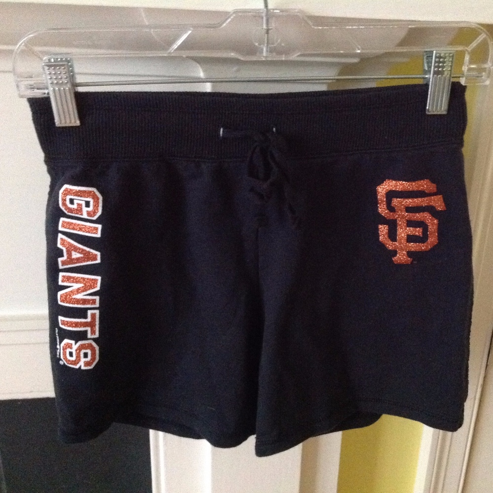 San Francisco Giants Girls Shorts Knit Black Orange Glitter - Sz 14 Girls